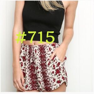Brandy Melville Red Rose Floral Eve Short NWT